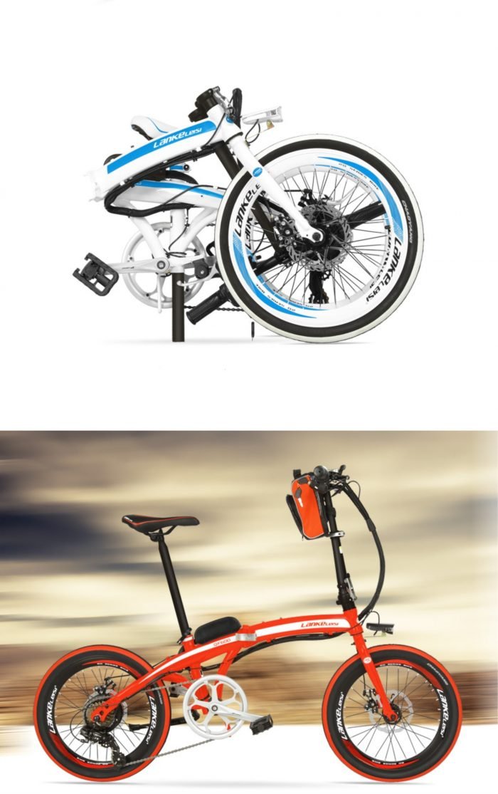 Foldable 20 Inch External Battery City Electric Bike QF600 OS (White/Black/Red Black/Red/Orange)  eBikesPro Australia