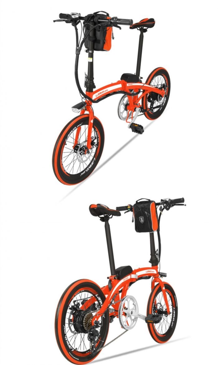 Foldable 20 Inch External Battery City Electric Bike QF600 OS (White/Black/Red Black/Red/Orange)  eBikesPro Australia